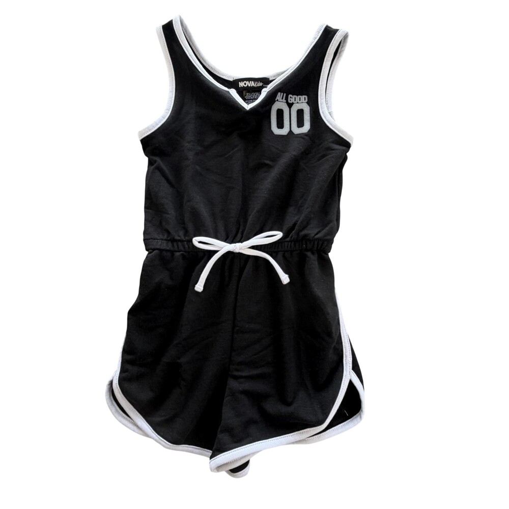 NOVA Kids Romper Girls 4 Black Jersey Scoop Neck Elastic Waist Summer Casual